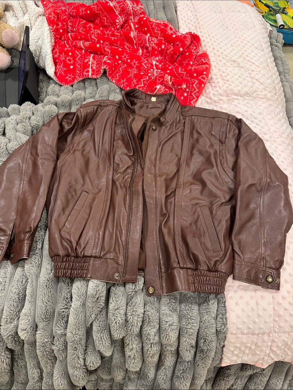 Men's Brown Leather Bomber Jacket